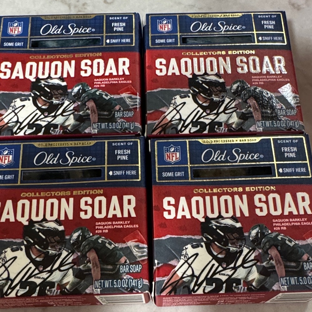 Old Spice Saquon Soar Bar Soap Collectors Edition 4 bars hard to find Fresh Pine